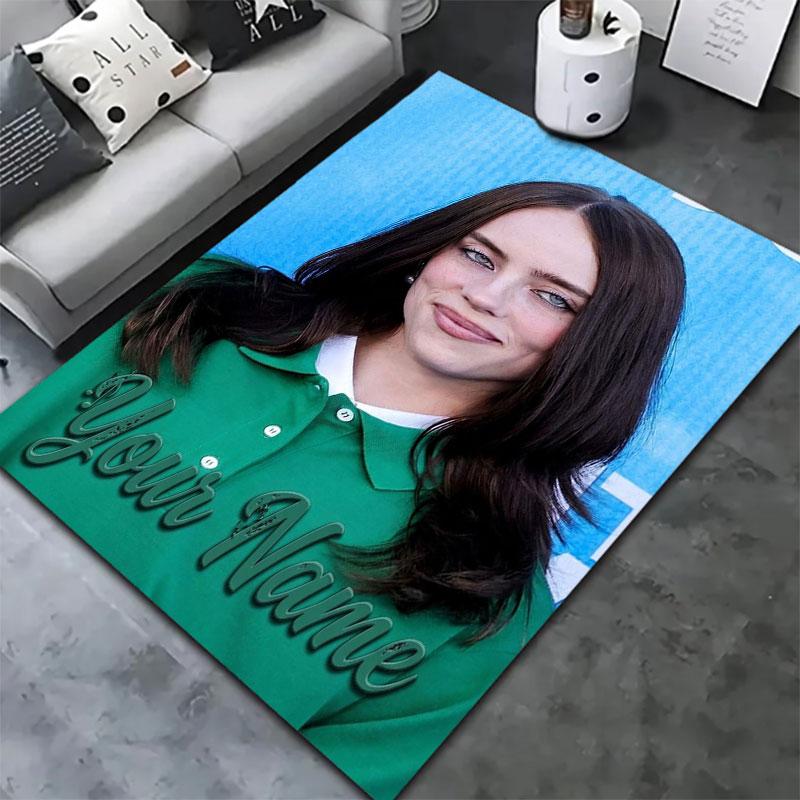 Billie Eilish Custom Name Carpet Rug for Living Room Bedroom Home Sofa Decoration,Kids play Non-slip Floor Mat