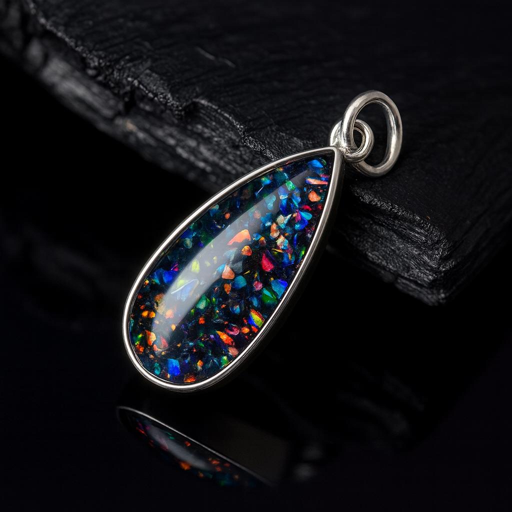 AA++ Certified 16 Ct Natural Black Opal 925 Silver Pendant Jewelry For You