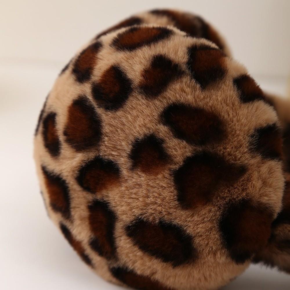 Collapsible Ear Muffs Plush Ear Cover Fashion Leopard Ear Warmer for Women Girls