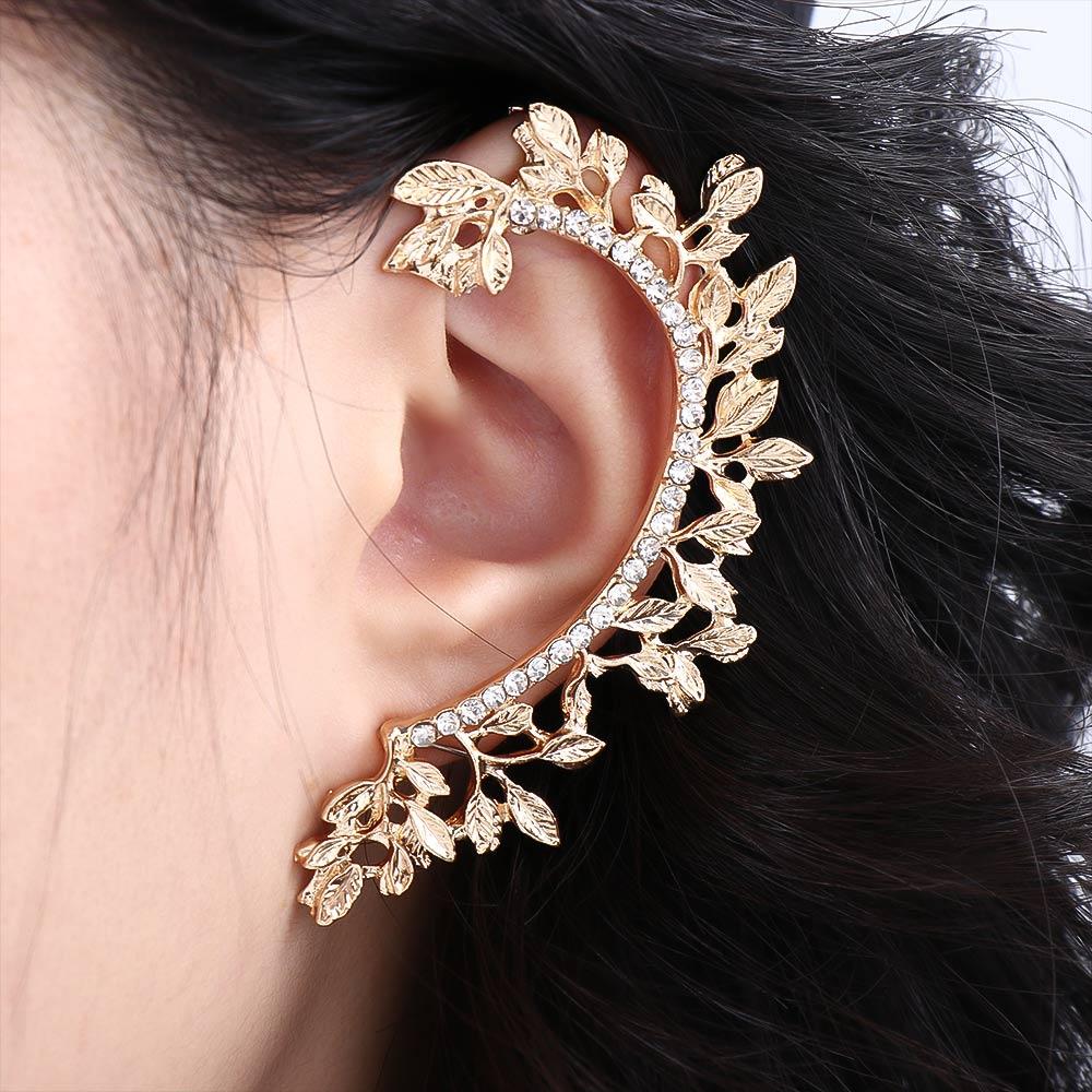 Элегантные женские/леди серьги-гвоздики в форме листа с кристаллами и стразами для женщин, серьги-клипсы для вечеринок