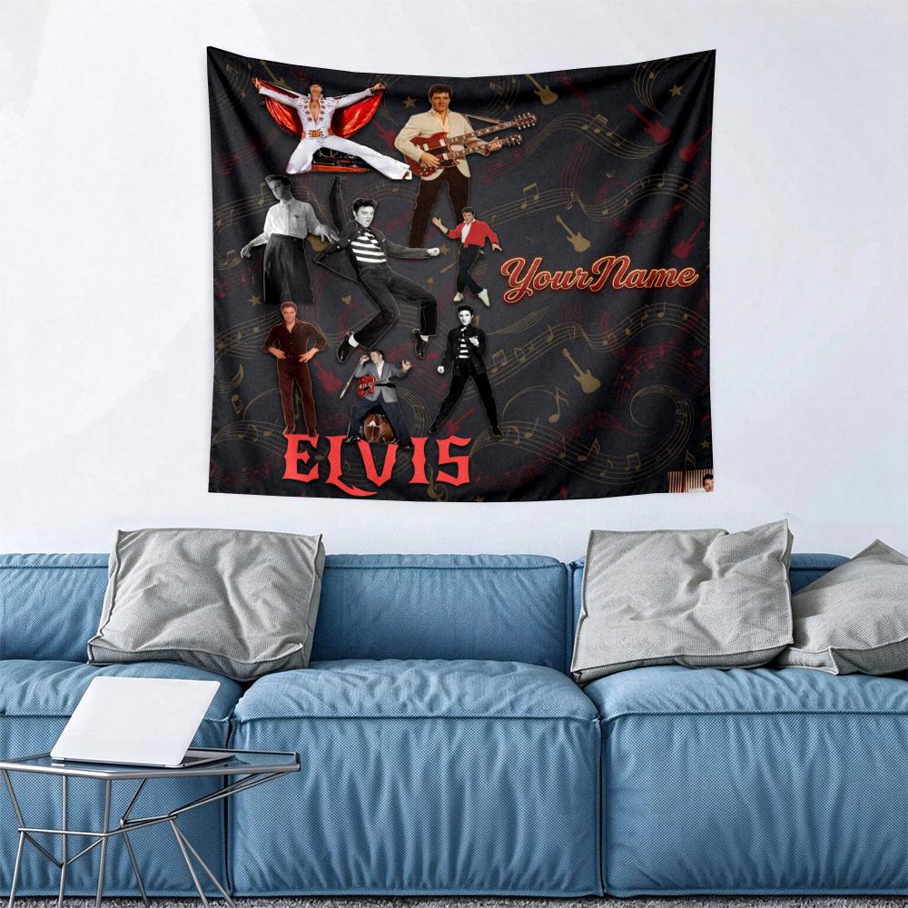 Elvis Custom Your Name Wall Decor Tapestry Art For Pet Memorial Birthday Wedding Party Backdrop Family Gift