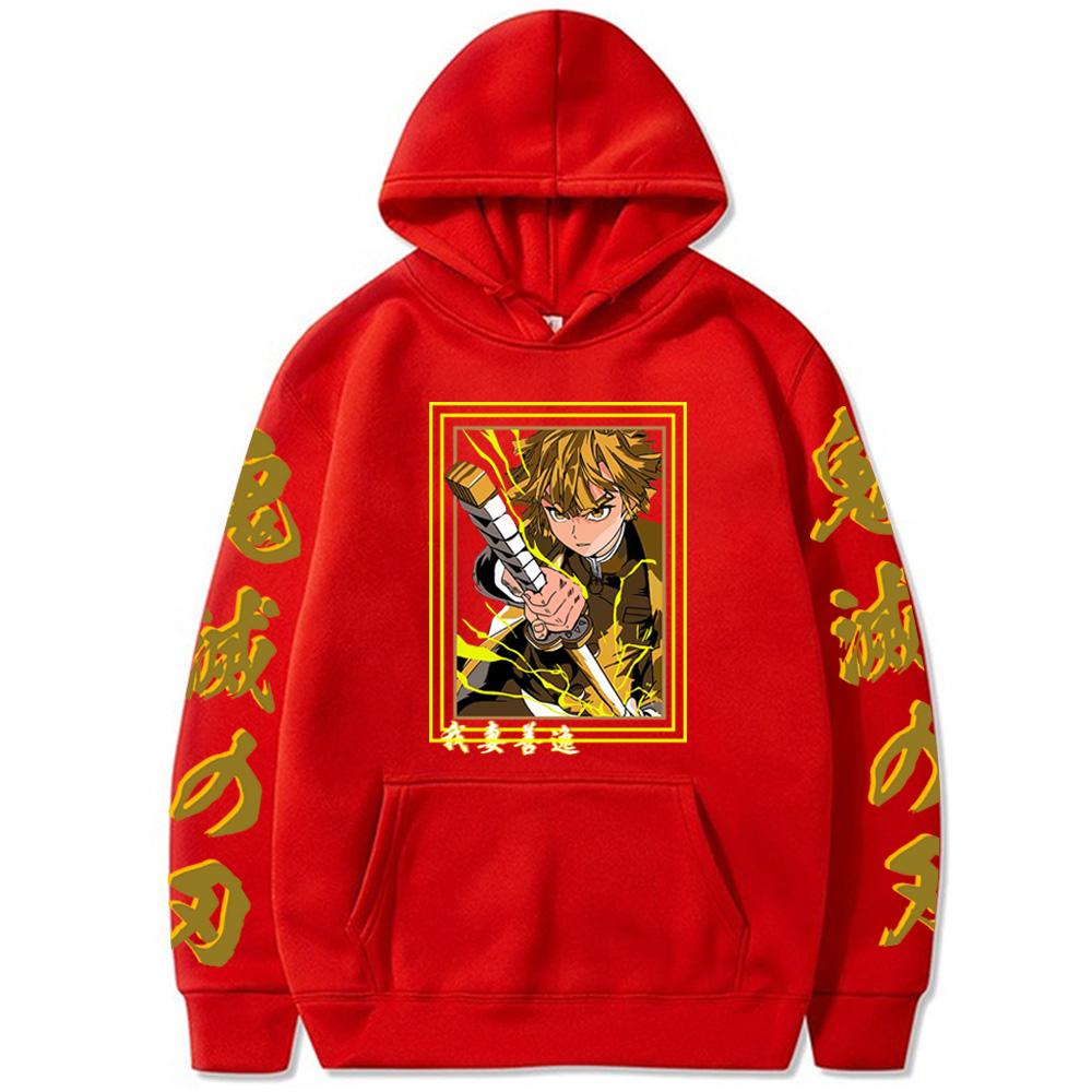 Аниме Demon Slayer японская манга толстовки Kimetsu No Yaiba Agatsuma Zenitsu Harajuku унисекс модная хип-хоп негабаритная толстовка