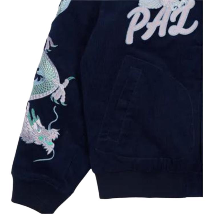 Palace Double Dragon Tour Jacket With Eagle Pattern And Embroidered Logos Unisex Outerwear Navy P23JK176
