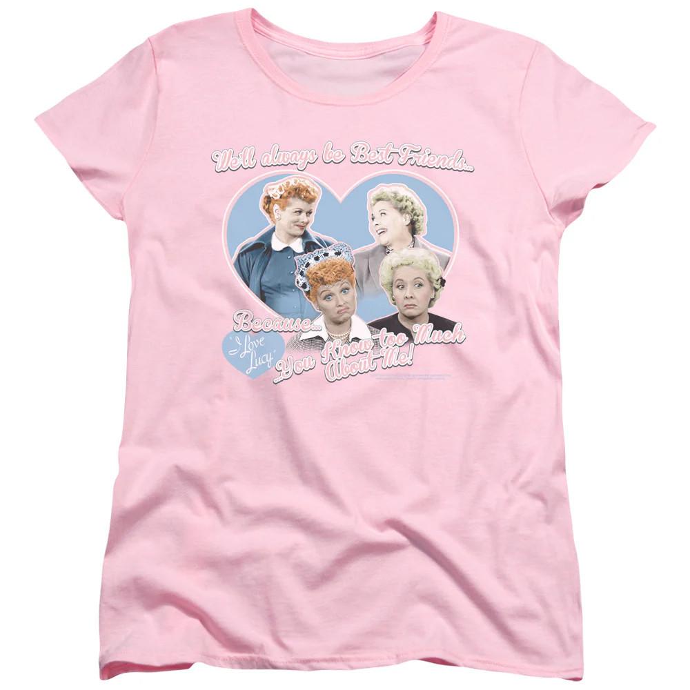 I Love Lucy Always Best Friends Womens T Shirt Pink Officially Licensed