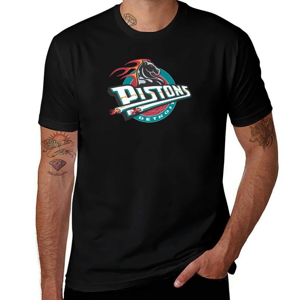 Pistons-Detroit, Классическая футболка футболки для мужчины графическая винтажная мужская футболка графическая футболка