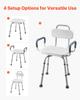 Swivel Shower Chair with Arms and Back, 180 kg Load Heavy Duty Bench Seat for Inside Shower Stall and Bathtub, Height Adjustable Bathroom Bath Tub