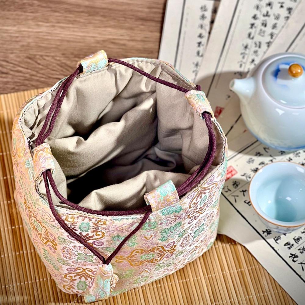 Мешочек на кулиске из ткани в китайском стиле, вышитая парчовая сумка, органайзер для чайного набора, для путешествий