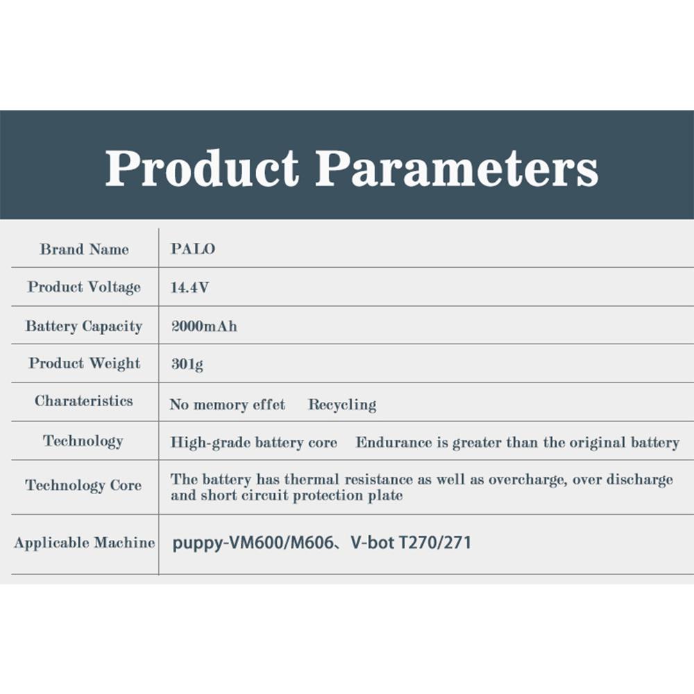 Аккумуляторная батарея 14.4V 2000mah для робота-пылесоса liberoV-M600 / M606 v-botT270 / 271