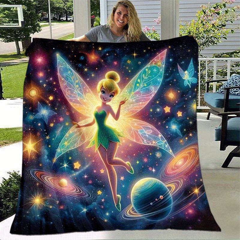 1pc Tinker Bell Printing Blanket - Soft, All-Season Throw for Living Room, Bedroom,Personalized Gift with Adorable Cartoon Design