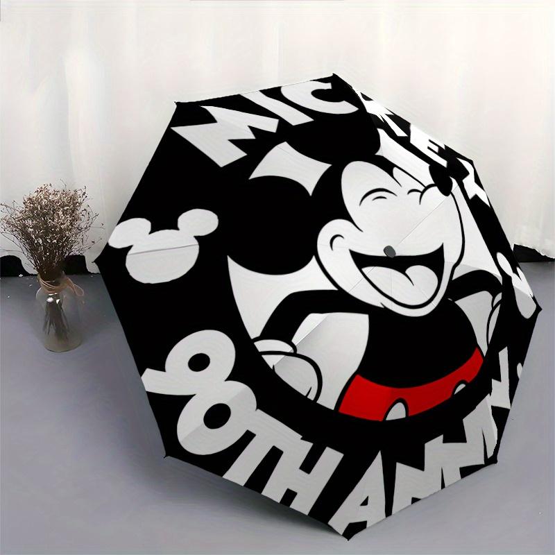 1pc Disney Mickey Mouse 90th Anniversary Celebration Automatic Opening and Closing Umbrella, Lightweight 3-Fold, With Cute Cartoon Character