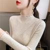 Pullover Female Autumn and Winter Semi High Neck Sweater Bottoming Shirt Women Interior Foreign Lace Splicing Knitwear