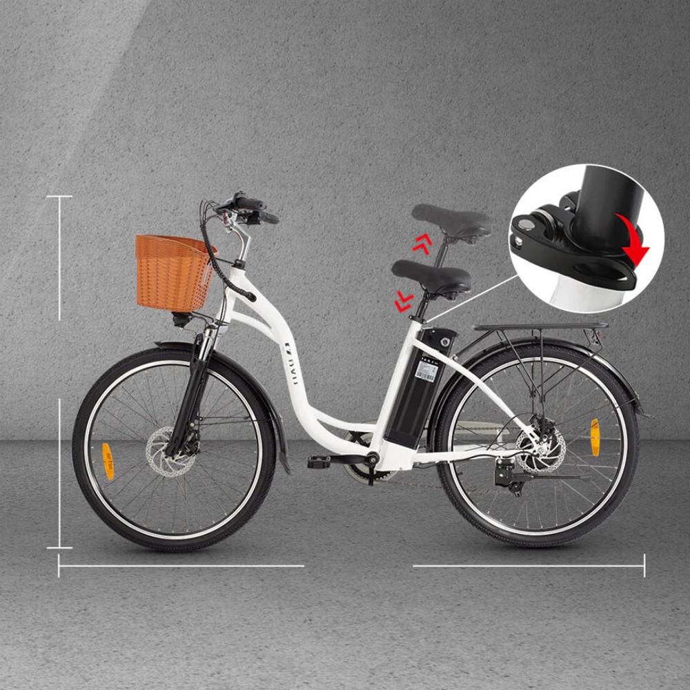 Electric Bike DYU C6 26" 250W Motor 12.5AH Max Range 60Km Load 120Kg Black or White