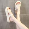 Тапочки на толстой подошве, женская летняя одежда 2024 года, новая корейская версия, полуоблегающие, в стиле феи, повседневные мягкие сандалии на плоской подошве