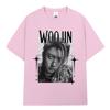 Корейская K-pop Хип-хоп Группа Lngshot WOOJIN Футболка Унисекс Женская Одежда Модные Футболки 100% Хлопок Повседневные Футболки с Коротким Рукавом