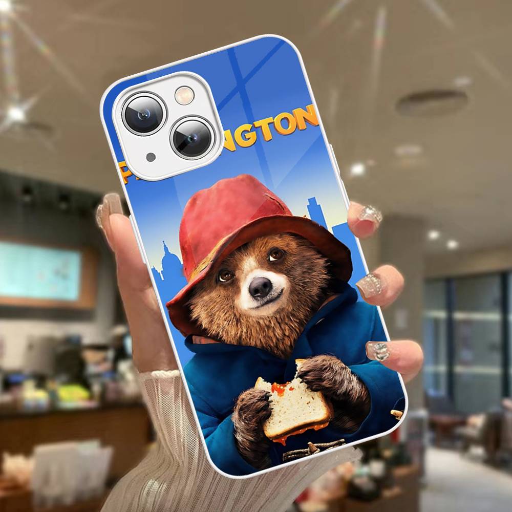Cute P-Paddingtons Bear For IPhone 14 13 12 Mini 11 Pro XS Max X XR 14 Plus Tempered Glass Cover