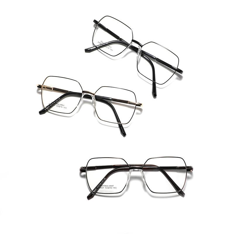 Очки Металлическая оправа Плоское зеркало Седловидные носоупоры Крупная оправа Квадратные очки Женские Простые зеркальные Литературные и Ретро