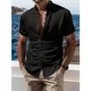 Summer new men's casual versatile shirt solid color slim-fitting short-sleeved top