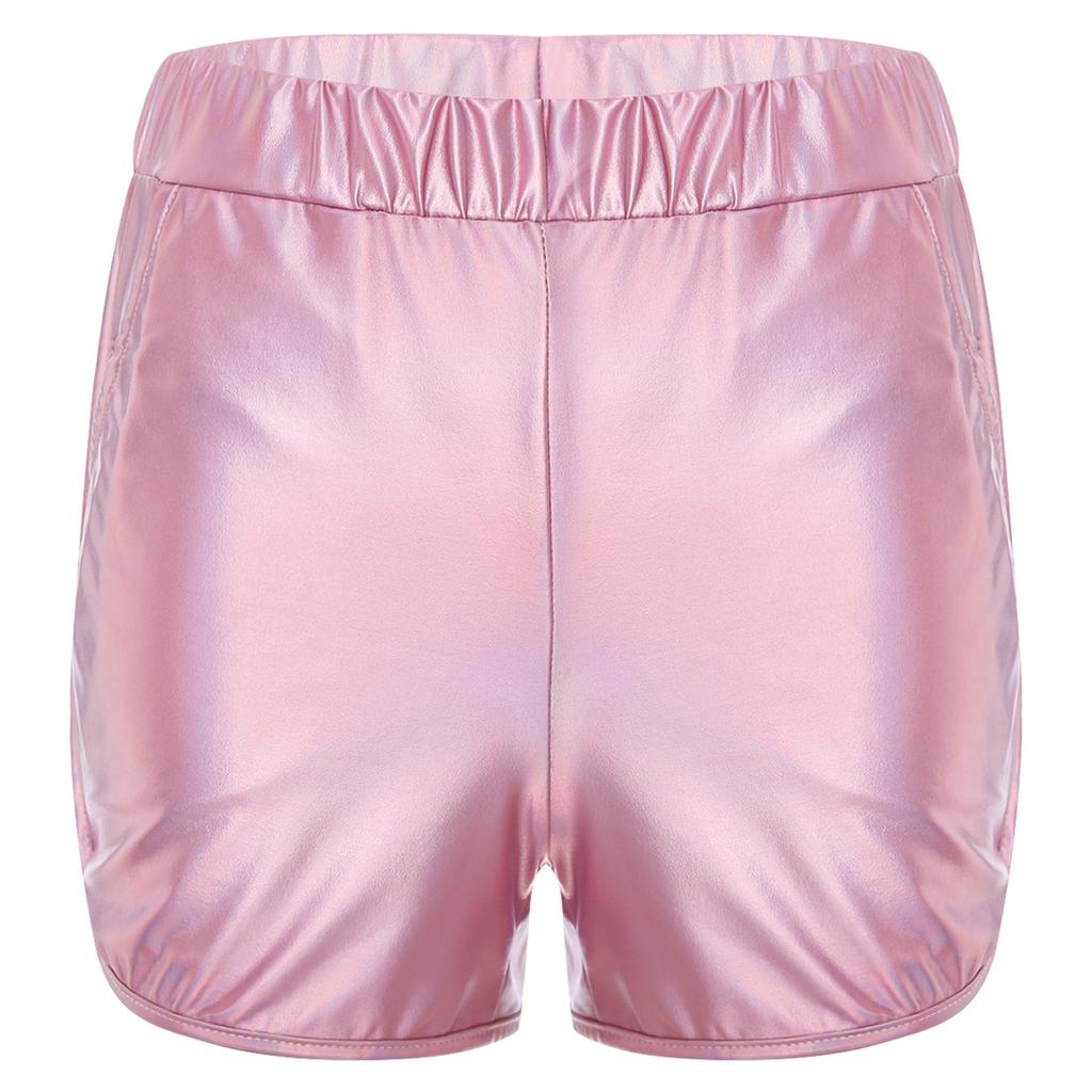 Мужские облегающие шорты с металлическим отливом и боковыми карманами для занятий йогой и мероприятий в ночном клубе