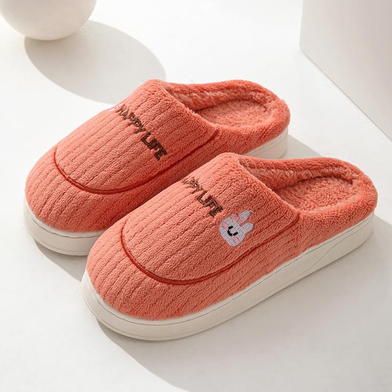 Cotton Slippers Women's Thickened Autumn and Winter Indoor Home Couple's Home Non-slip Warm Confinement Wool Cotton Shoes Men