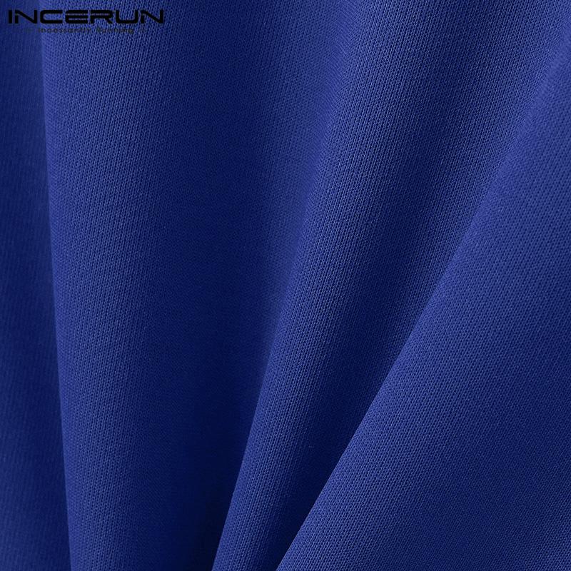 INCERUN Мужские топы Mochneck с коротким рукавом, облегающие, с вырезами, повседневные, трикотажные, нестандартные, туники, футболки