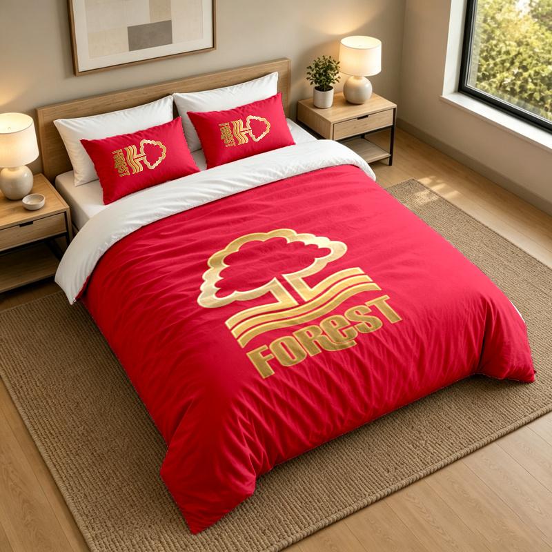 3-Piece Bed Sheet Set with Nottingham Forest Design, 1 Flat Sheet and 2 Pillowcases for Bedroom