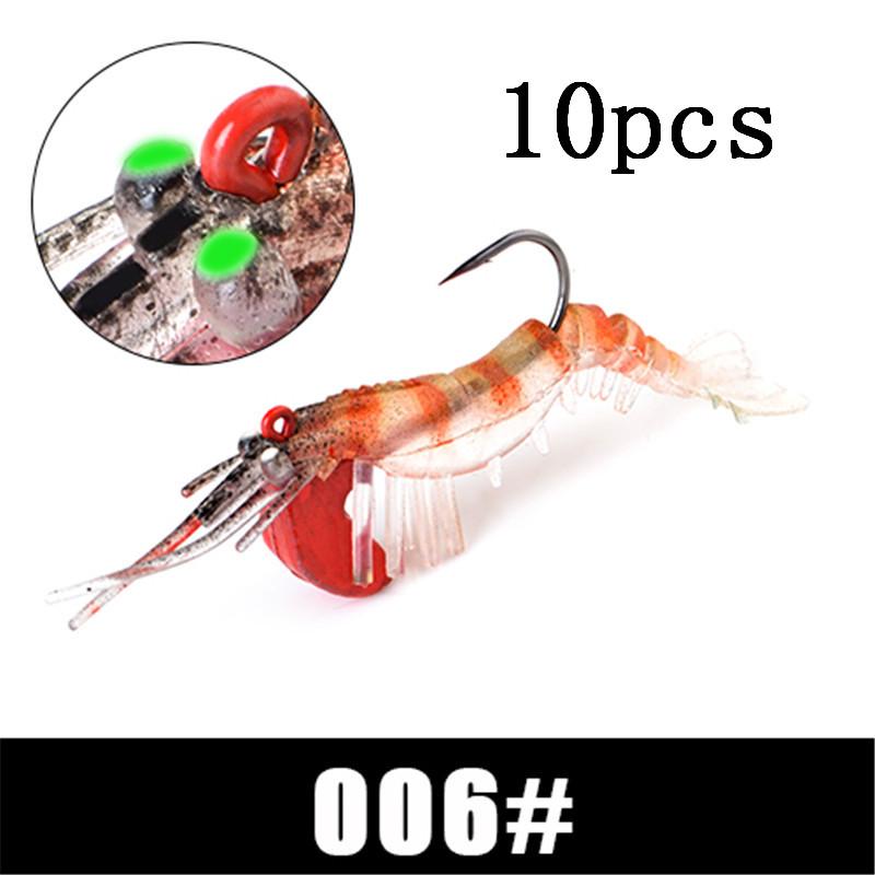 FTK Светящаяся искусственная силиконовая приманка для креветок, имитация мягких креветок с крючком, карповый рокер, рыболовные снасти/приманка/морские аксессуары