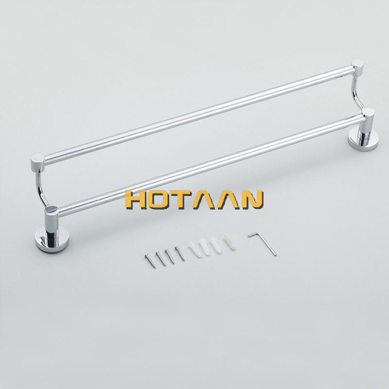 . Chrome Finish Stainless Steel Bathroom Accessory Double Towel Bar Towel Rail Towel Holder 60cm YT-10998