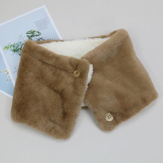 Плюшевый шарф с пряжками из натурального дерева, двухслойный бархатный дизайн, подкладка из искусственного меха кролика, однотонный зимний шарф