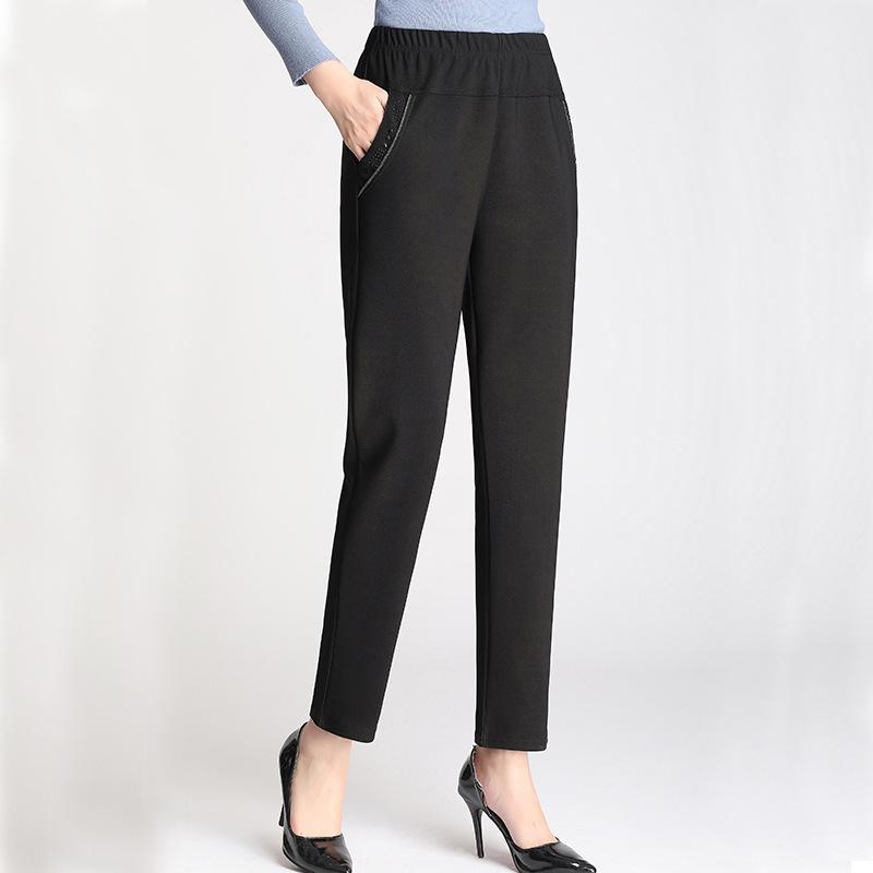 SCIONE Женские брюки среднего и пожилого возраста Повседневные брюки с эластичной талией Свободные брюки для мам