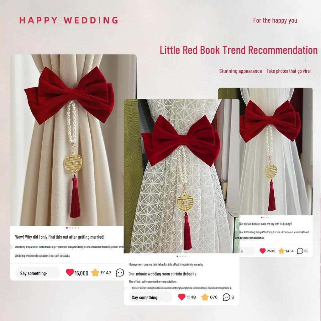 Элегантные красные подхваты для штор для свадьбы или декора гостиной – Пара