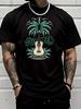 Unisex White Crew Neck Tee Palm Guitar Summer Print Oversized Short Sleeve Unisexs Summer Streetwear Casual Daily Basic Wear Top