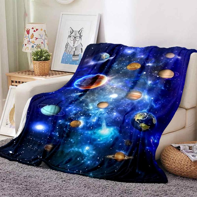 Одеяло для комнаты Galaxy Stars, ультралегкое мягкое плюшевое фланелевое одеяло для дивана-кровати, лучшие офисные подарки