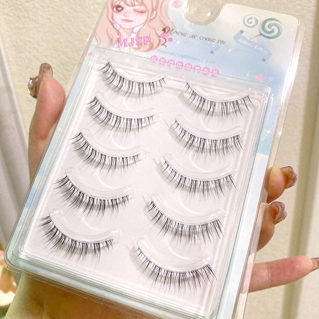 5 Pairs False Eyelashes Pack Soft Sharpened Tips Natural Look Lashes for Cosplay Party Makeup