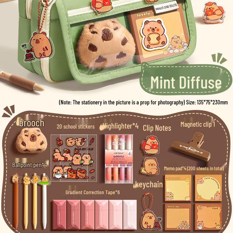 Капибара Прозрачный пенал большой вместимости, грязеотталкивающий, милый и стильный для учеников средней школы