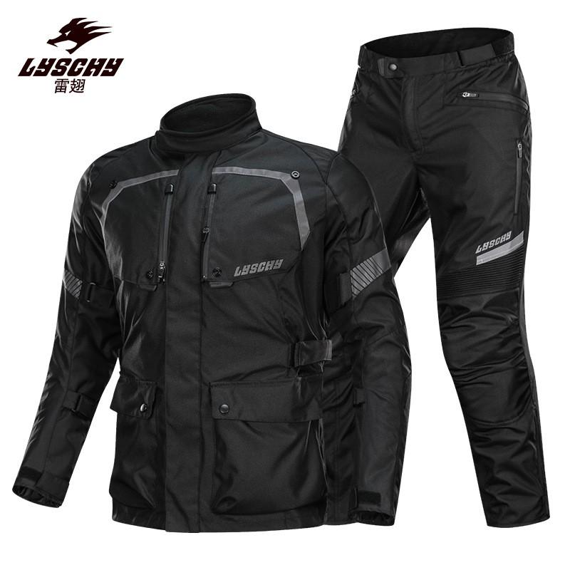 Mens Motorcycle Riding Suit Set Breathable Waterproof Anti-Fall Racing Jacket Pants Four Protective Gear