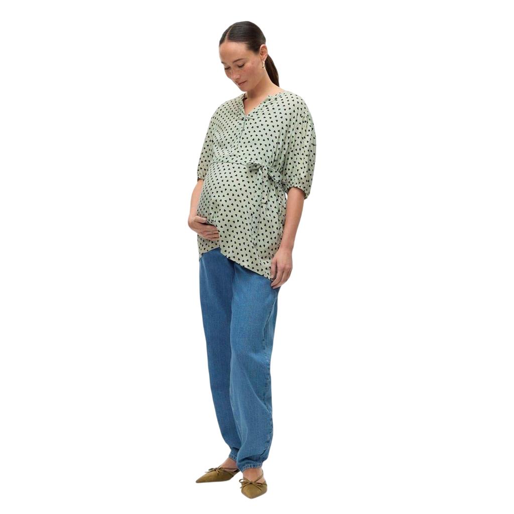 Mamalicious Womens/Ladies Hearts Maternity Puff Sleeve Blouse