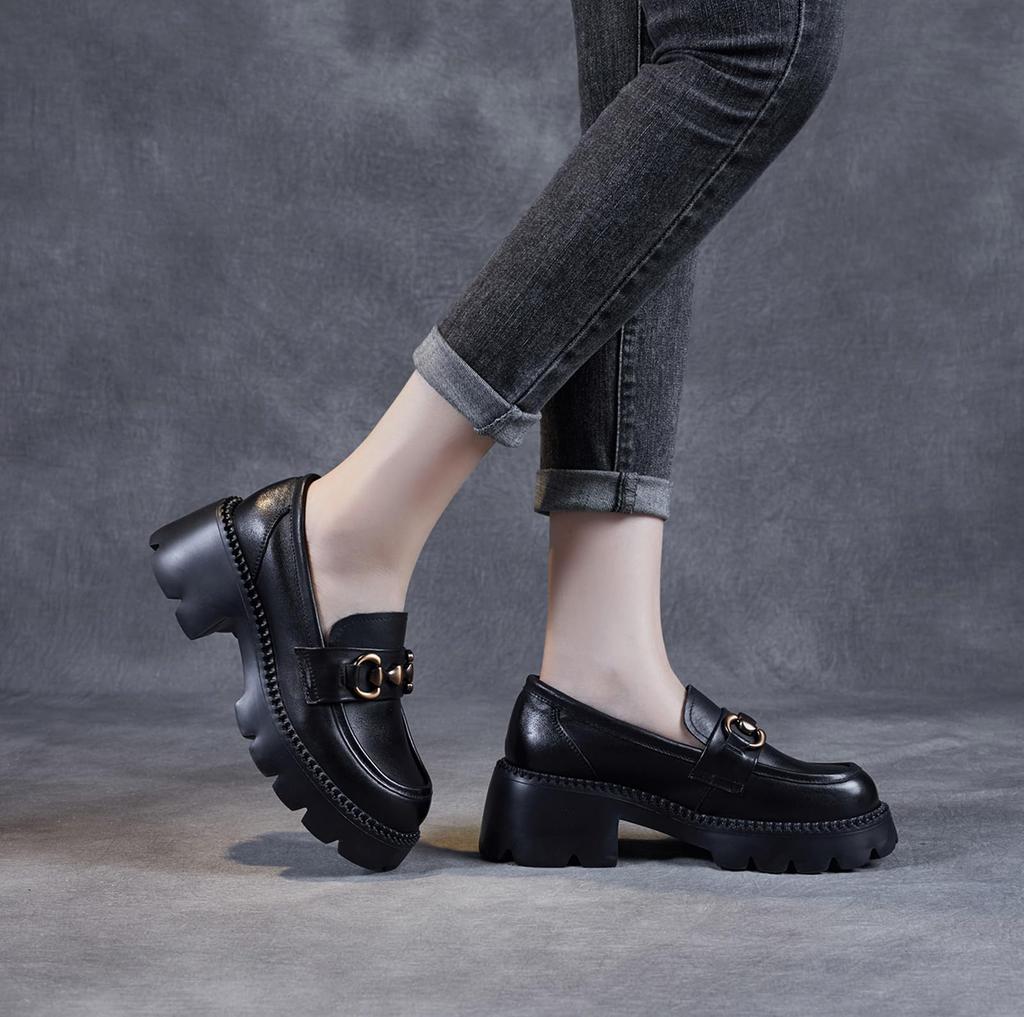 Подлинные толстые толстые высокие красивые легкие кожаные [ZUYEE] женские мокасины, кожа, каблук, подошва, усилитель, ноги, для поездок на работу, в школу, для прогулок, обувь,