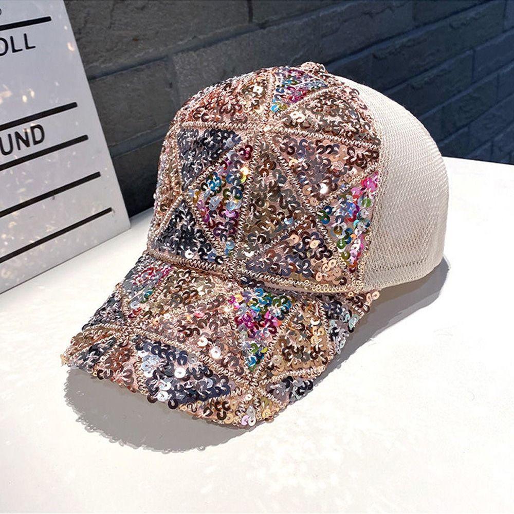 Хлопковая блестящая кепка-сетка, регулируемая, бейсболки-сетки, модные солнцезащитные шляпы для женщин, девушек