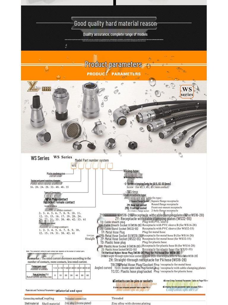WS28 Aviation Plug Industrial Socket DS Connector 35-Core Square Seat - Model 23479102026