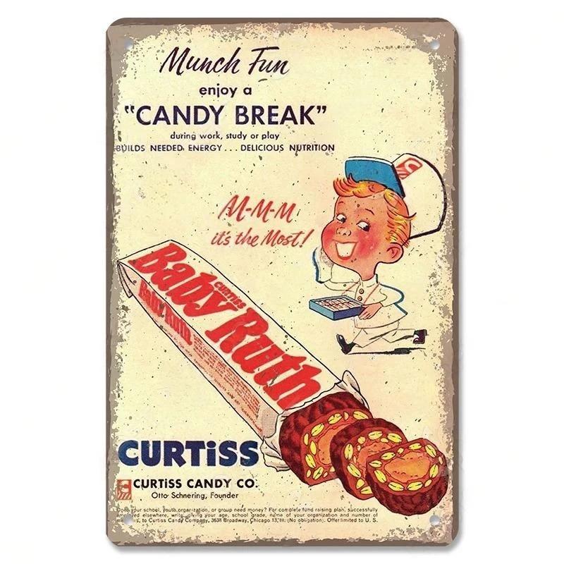 Vintage Candy Chocolate Metal Plates Cream Milk Chocolate Poster Metal Plaque Tin Sign For Kitchen Cafe Dining Room Wall Decor