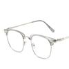 New Men's and Women's Anti-Blue Light Fashion Personality Retro Artistic Classic Large Frame Half Frame Plain Glasses Plain Face Small Photo