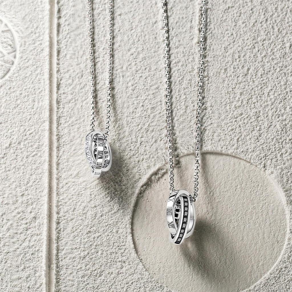 Двойное кольцо Ожерелье-пазл с римскими цифрами Унисекс Серебро S925 Чистое серебро Парень День рождения Пара Юбилей Парный подарок Подарочная упаковка в комплекте