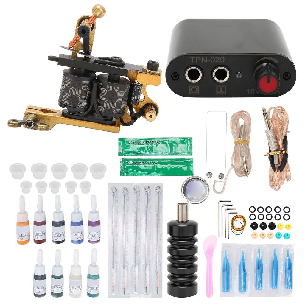 Coil Tattoo Machine Foot Pedal Power Supply Clip Cord Practice Tattoo Ink Novice Tattoo Kit