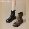 Модные женские зимние ботильоны, плоская подошва, модные кожаные туфли для женщин, тренд 2024, зимние ботинки челси для ходьбы, новые уютные, женские мотоботы