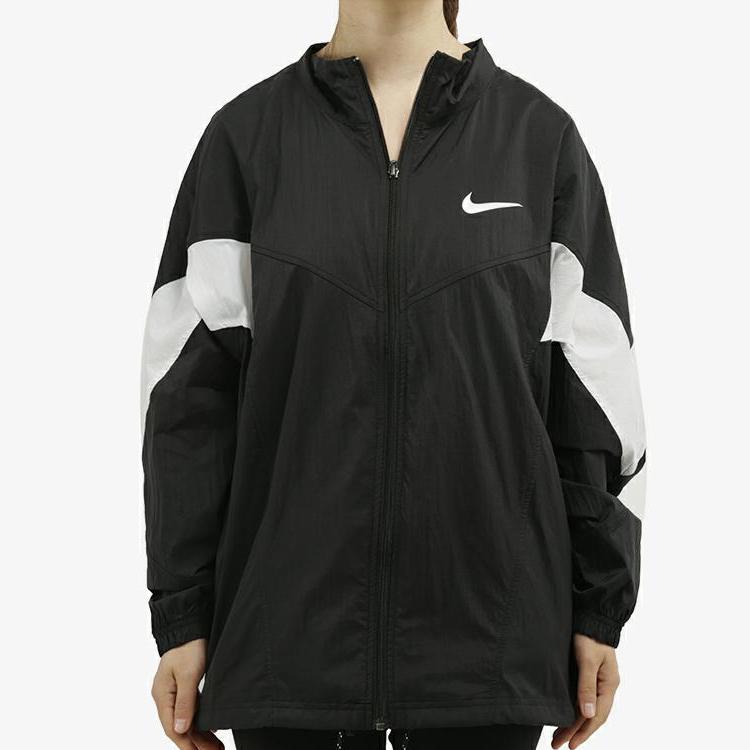 Nike Повседневная спортивная куртка с воротником-стойкой, женская куртка, черно-белая, CN6918-010