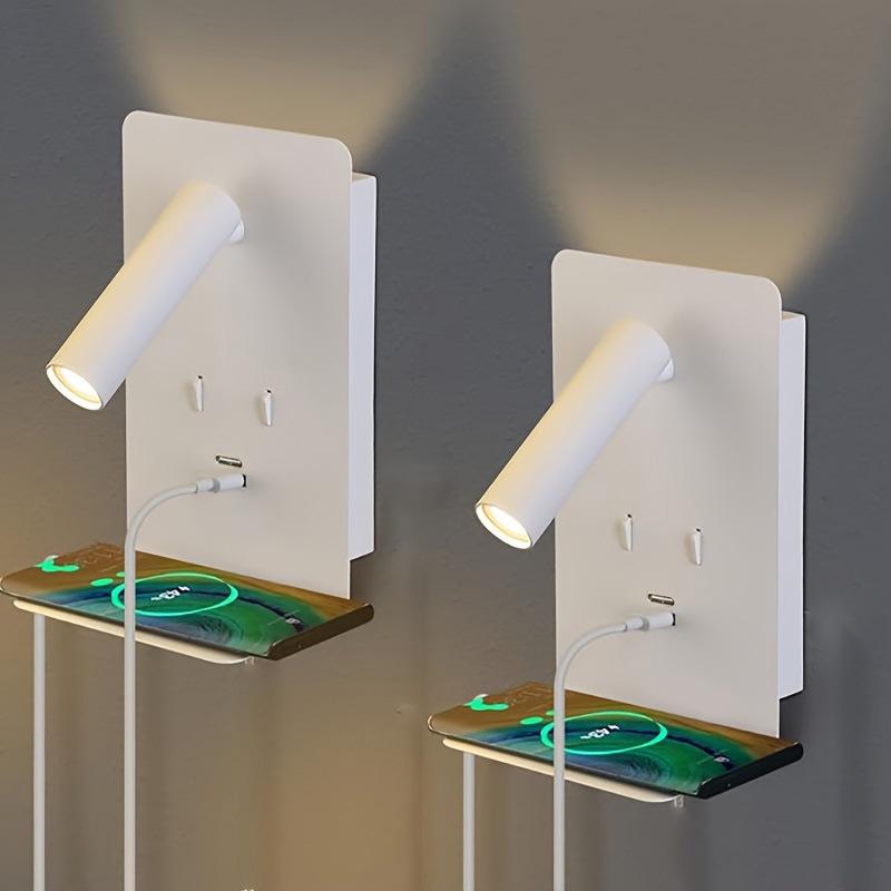 Поворотная настенная светодиодная лампа теплого белого света с USB-портом для зарядки, 300°, для чтения у кровати