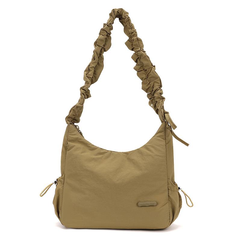 Niche Design Drawstring Pleated Bag Solid Color Light and Cute Versatile Shoulder Bag