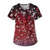 Women's Fashion V-Neck Short Sleeve Workwear With Pocket Christmas Printed Top
