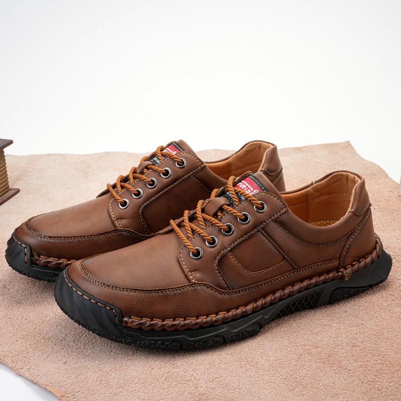 Модная повседневная мужская кожаная обувь ручной работы, удобная прогулочная обувь, нескользящие мужские туфли на плоской подошве, горячая распродажа, кроссовки для вождения, обувь для походов