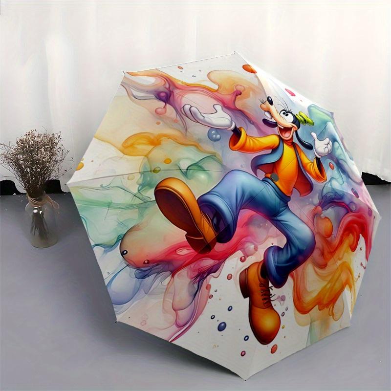 1pc Goofy Disney Automatic Opening and Closing Umbrella - Small Umbrella Suitable for Various Occasions, Portable 3-Fold Small Umbrella for